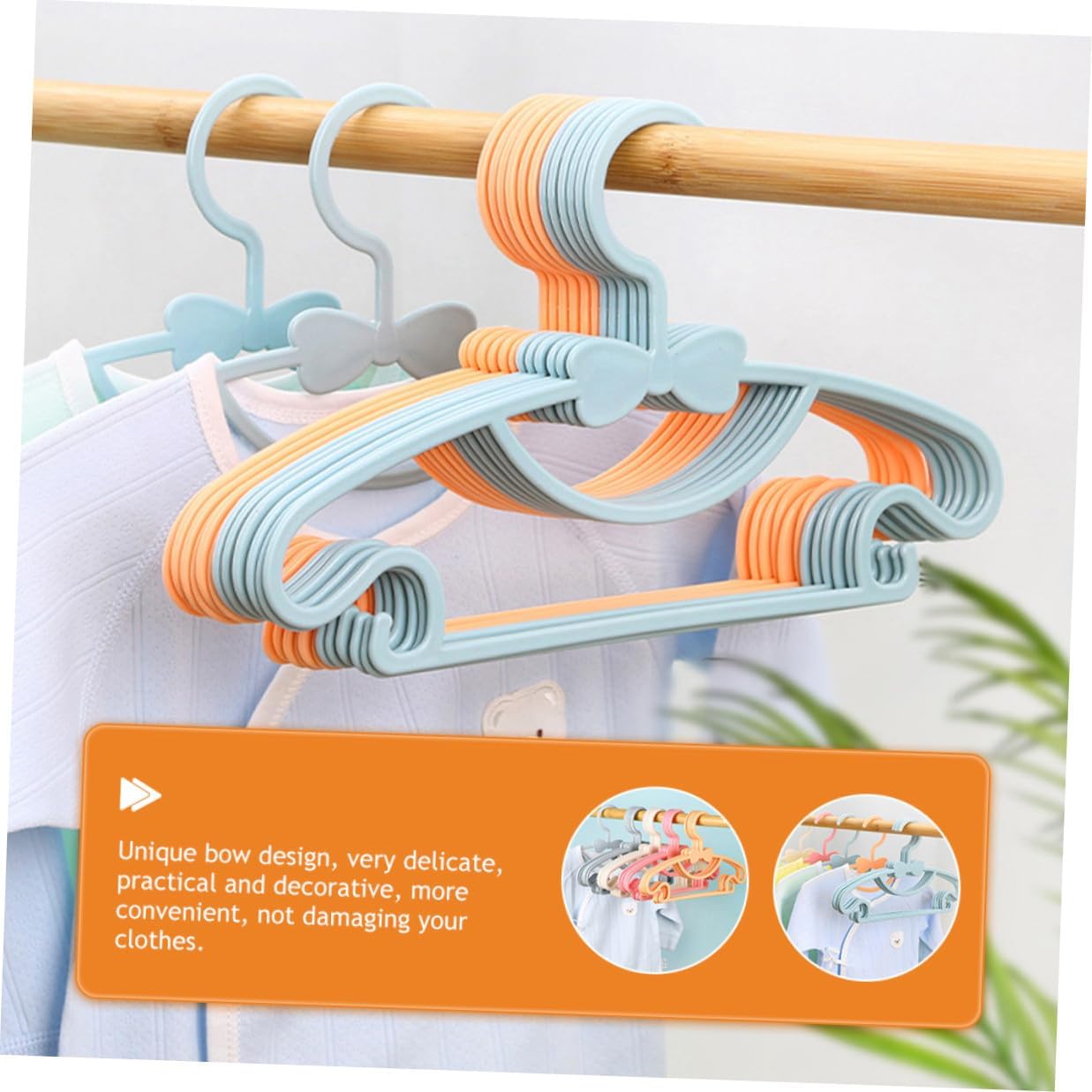 minkissy 100 Pcs Plastic Hangers for Clothes Thickened Bowknot Style for Nursery and Closet Organization Random Color