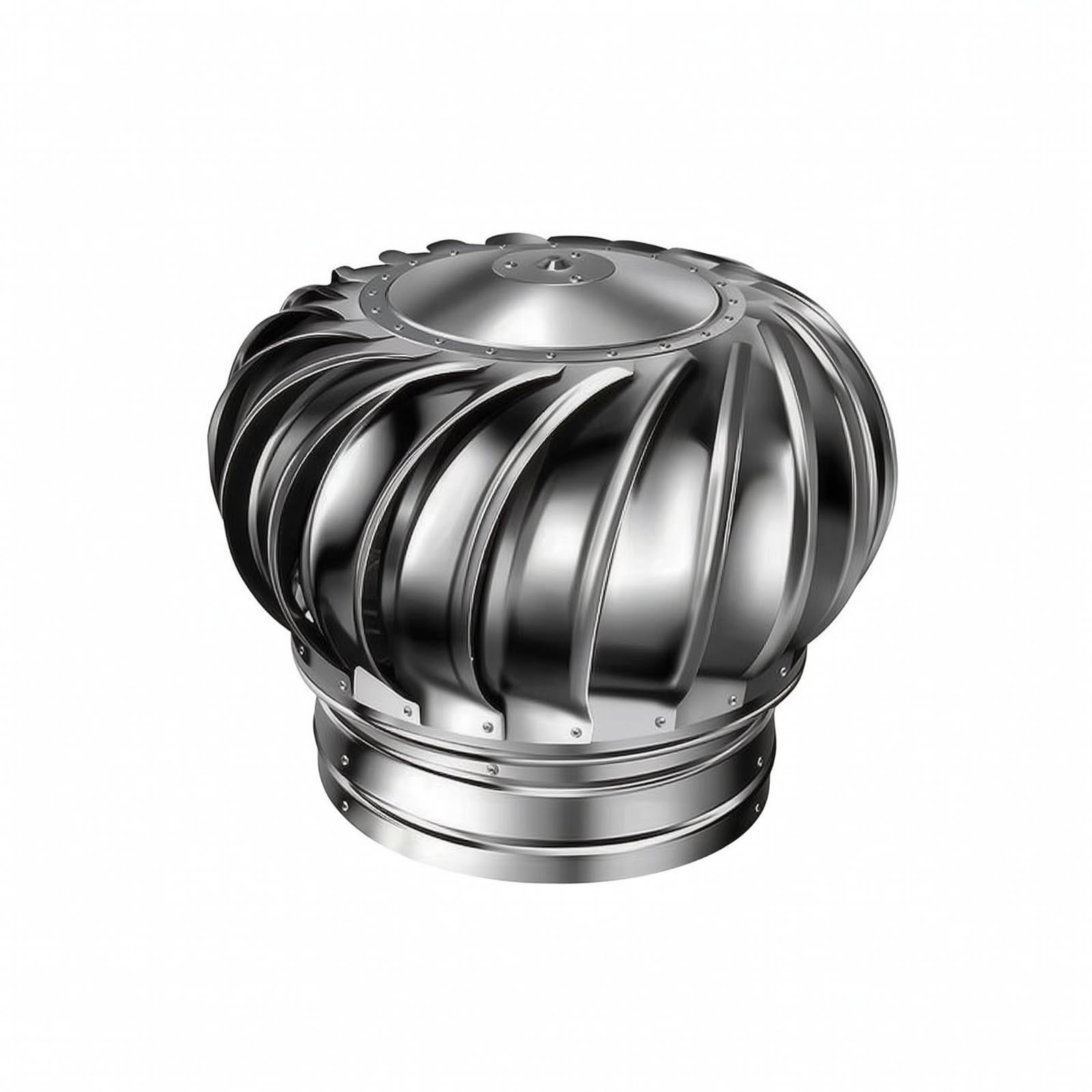 MagiDeal Cappello di Ventilazione di Ventilazione Acciaio Inossidabile 304, Comignolo Eolico, Corpo in Metallo Lucido, Ventilatore, da tetto, Officina, Fabbrica, 200mm