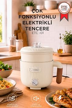 ok Fonksiyonlu Elektrikli Tencere 1.6L Buharl  Ya da Pilav Yemek Pi irme Makinesi ETC01 Bej