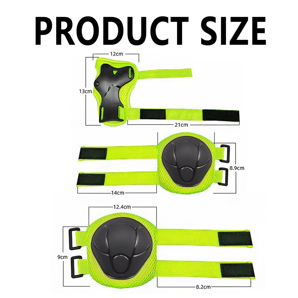 Protecciones Patines Niña Set Rodilleras Coderas Muñequeras Patinaje Monopatín Bicicleta Verde M