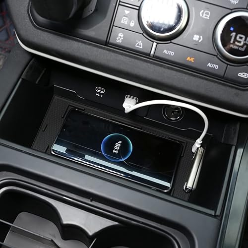 Miniatura 1 de Caja de almacenamiento de plástico ABS para consola central de automóvil, caja de almacenamiento, cargador de carga inalámbrico para Land Rover
