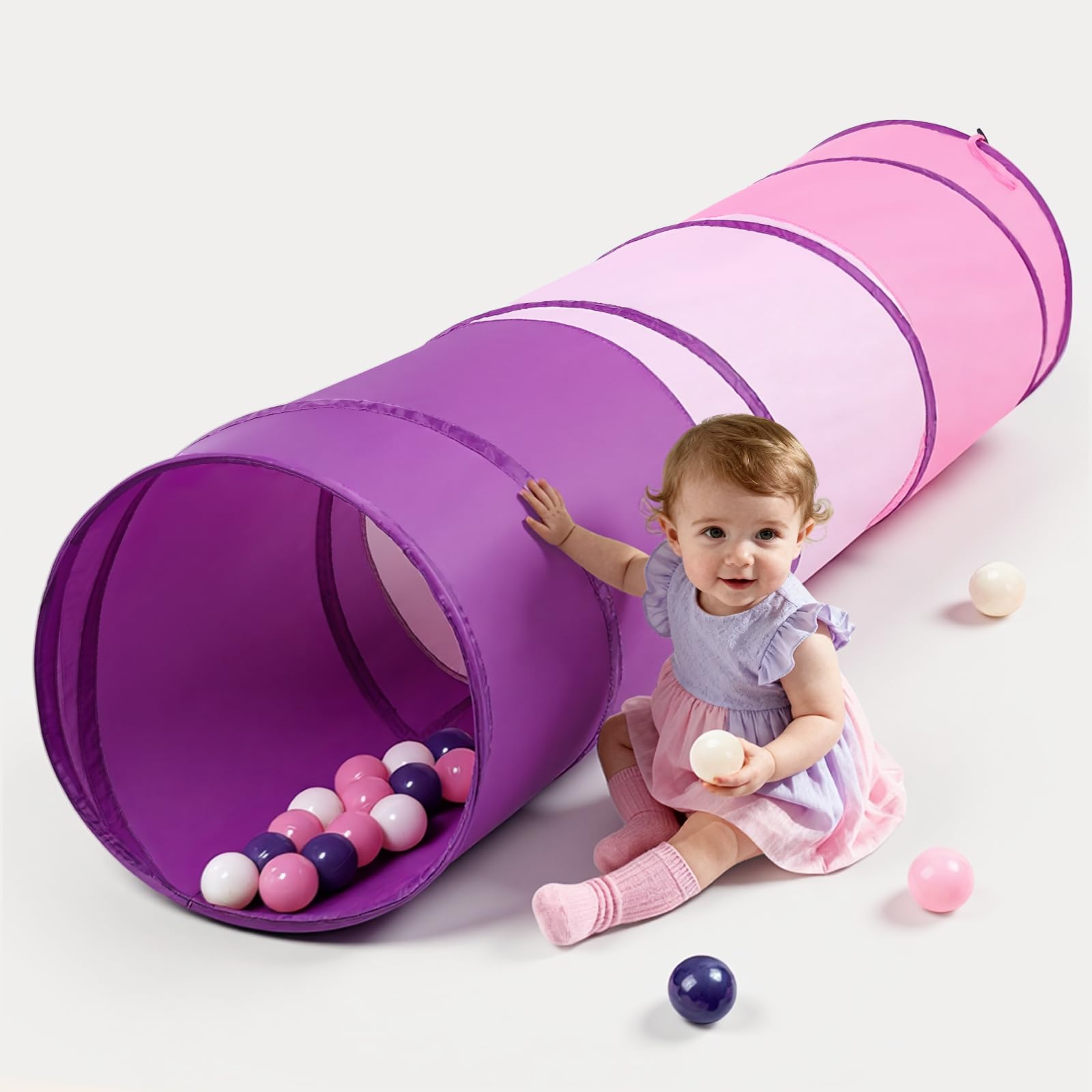 Wilwolfer Tunnel für Kinder - Spielzelt für Draußen mit Mesh-Seiten - 180cm Tunnel für Kinder motorische Fähigkeiten Baby-Krabbel-Spielzeug Klappbares Pop-up-Spielzeuggeschenk für Tiere
