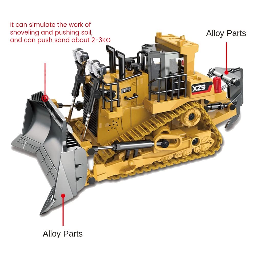 1:24 2.4GHz 9 Canaux TéLéCommande Tracteur Jouet Bulldozer RC Alliage D'Aluminium IngéNierie Tracteur pour Enfants Style A