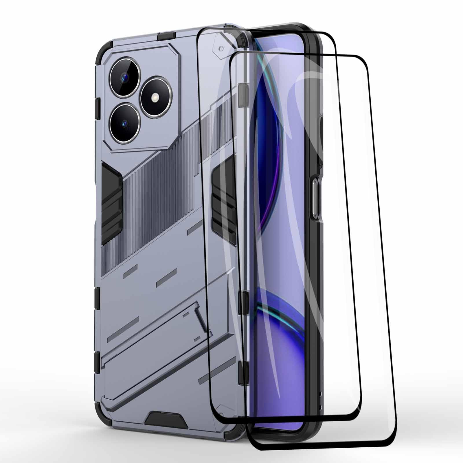 HAOYE Cover Per Realme C51 / Realme Note 50 + 2 Vetro Temperato, Armor