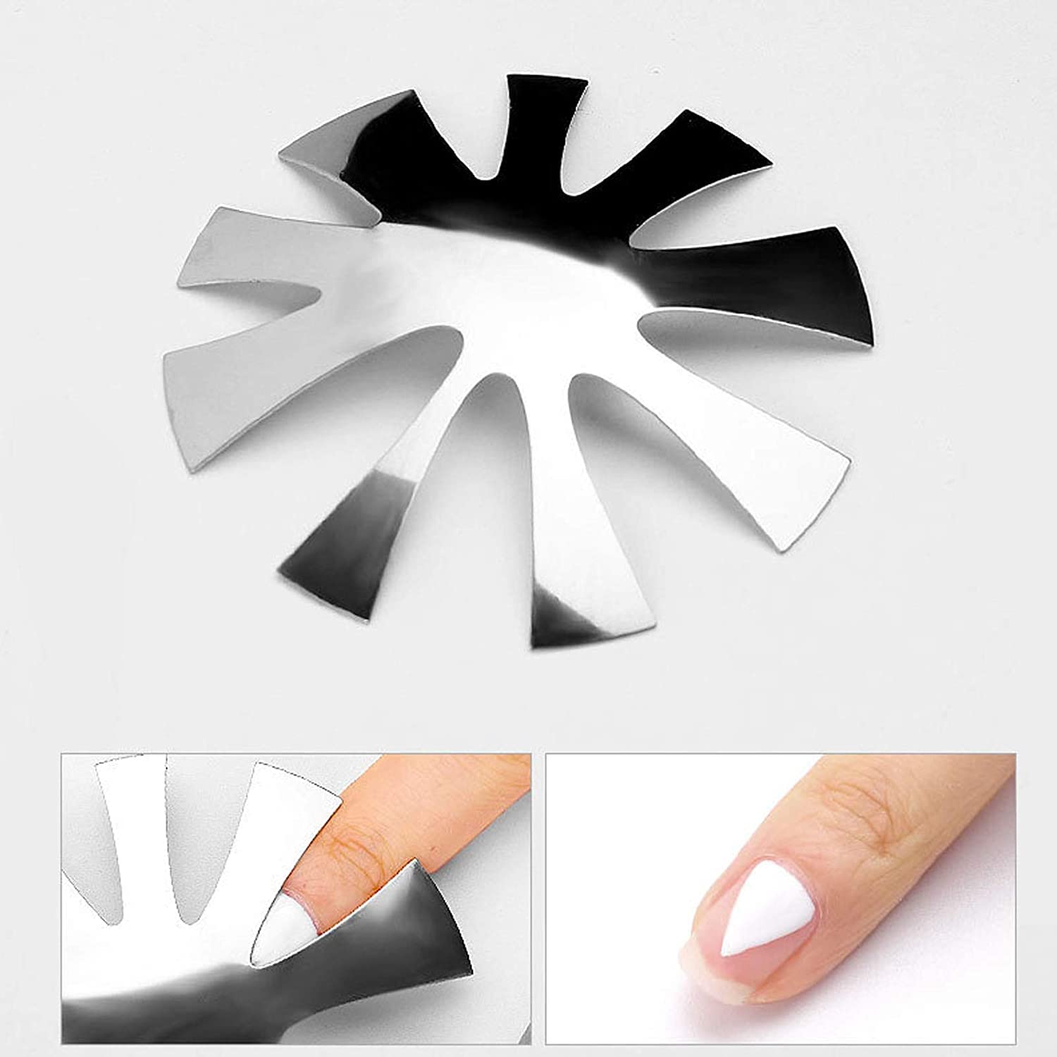 Generico French Manicure Template Nail Cutter Plate French Manicure Nail Art Making Modulo in Acciaio Inox Acrilico Clipper Plate per Le Donne ArgentoMolto Bello e Pratico.