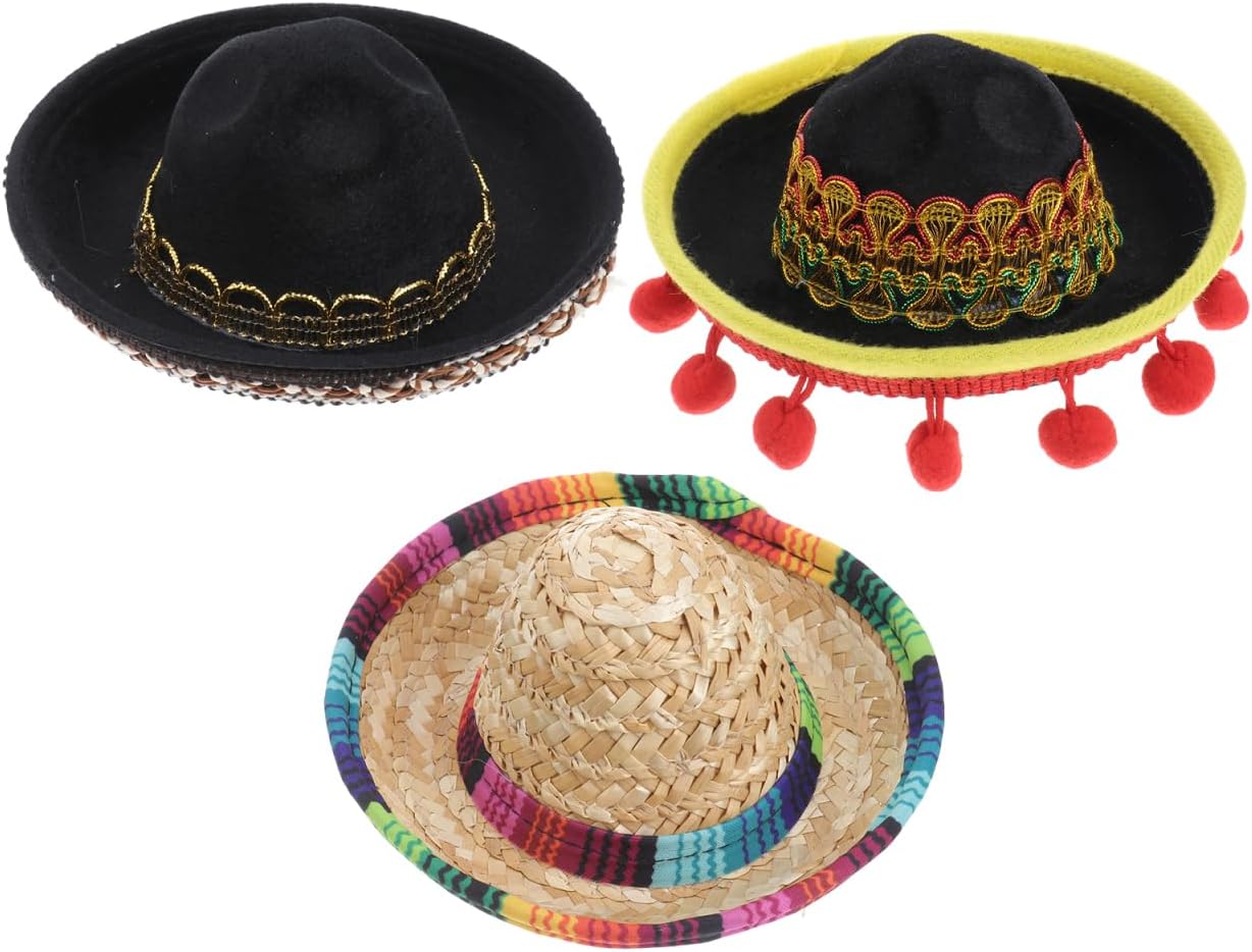 Mexican Hat for Pets Small Sombrero Dog Halloween Hat Soft Comfortable Mexico Style Costume Party Accessory for Dogs Cats
