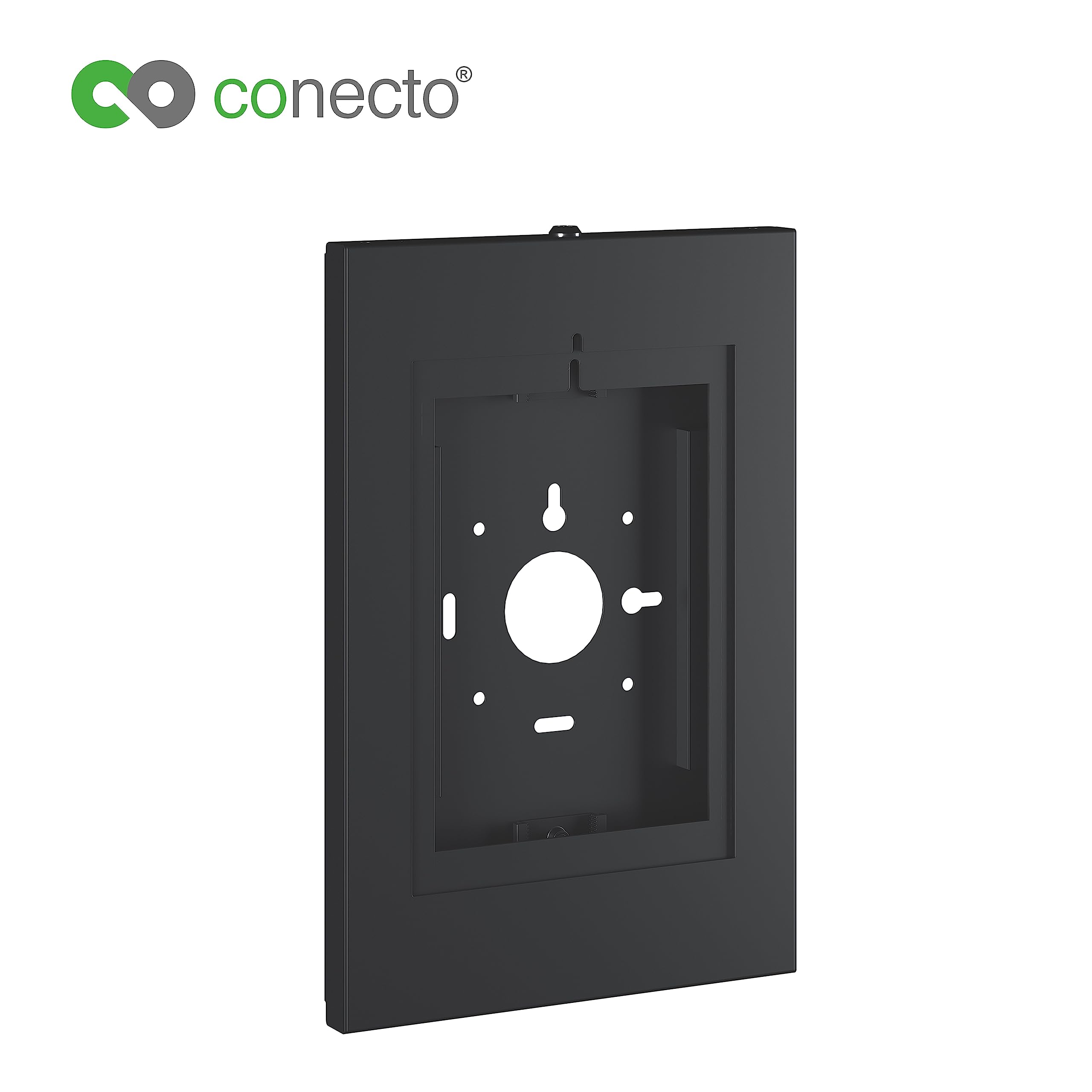 conecto Soporte de Pared para Tablet, Carcasa de Acero para Tab A 10.1 (2019)/ Tab A7/ S6 Lite 10.4/10.5"/11 y iPad 5/6/7/8/9/ iPad Air 9.7"/ 10.5"/10.9" / iPad Air 9.7"/10.5"/11, Negro