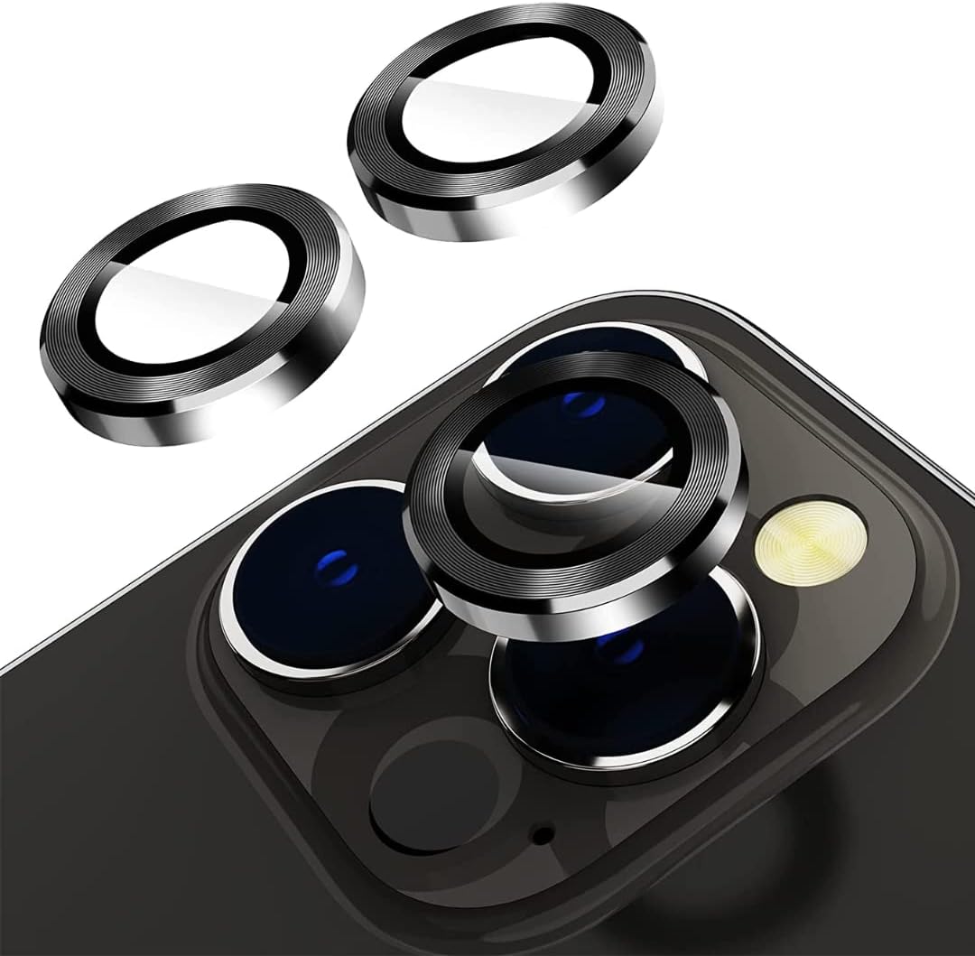 iPhone 14 Pro Max Camera Lens Protector, 9H Tempered Glass Camera Cover Screen Protector Metal Individual Ring for iPhone 14 Pro Max iPhone 13 ProMax 6.7 inch 2022 (Grey)