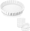 LOVECASA 10 Inch Porcelain Quiche Baking Dish Bundle 7 Oz Shallow Creme Brulee Ramekins, Set of 6