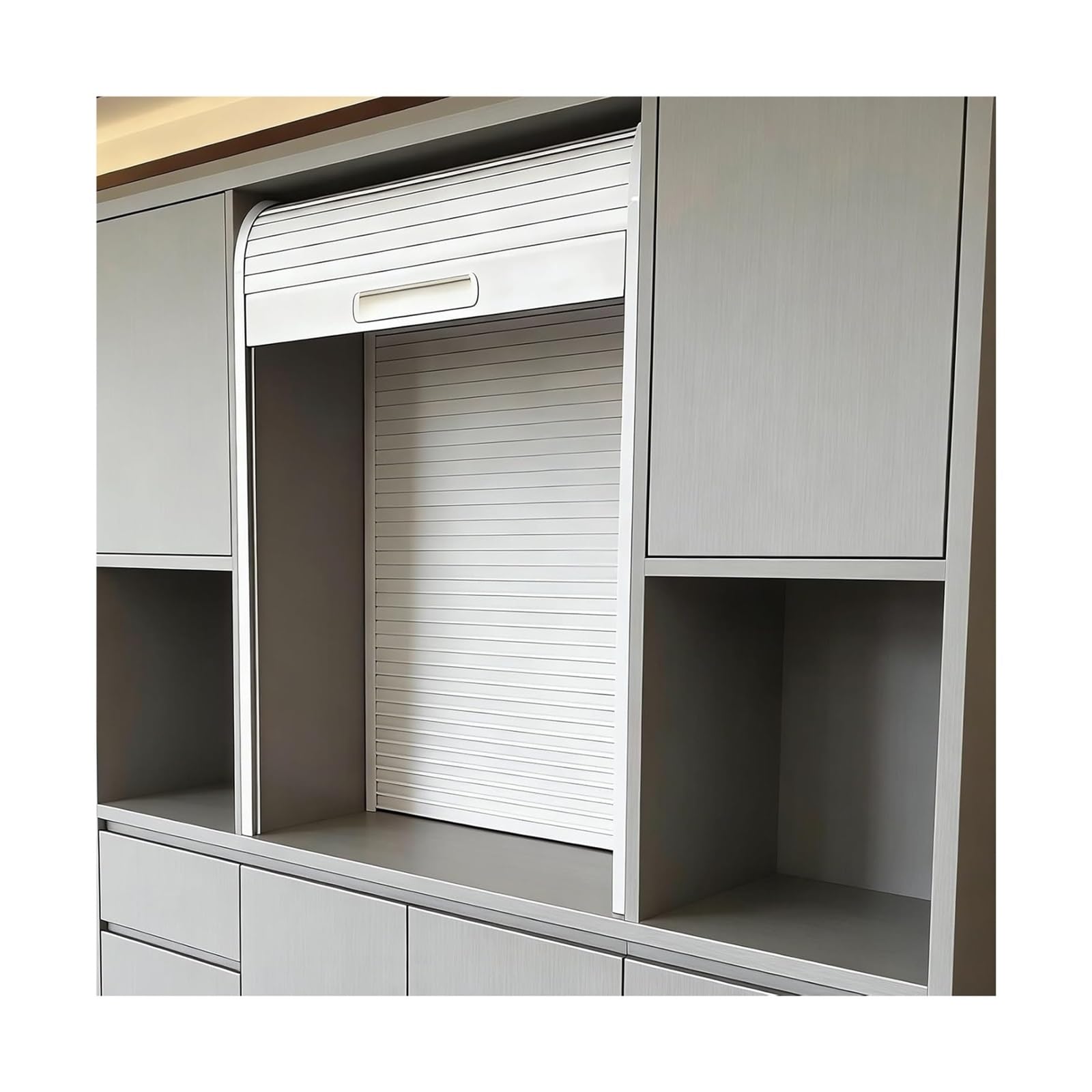 Accordion Folding Door Kit, Retractable Tambour Door Kit, Rolling Cabinet Shutter, Multiple Sizes(20x20in/50x50cm)