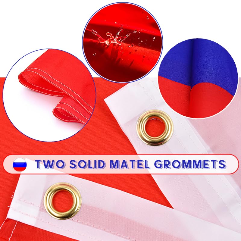 Shonye Russia Flag 5x3Ft, Durable Russian Flag with 2 Metal Eyelets - Image 2