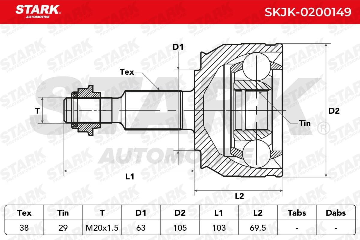 STARK SKJK-0200149 Kit de tête de cardan Compatible avec VW Transporter T5 Van 7HA, 7HH, 7EA, 7EH