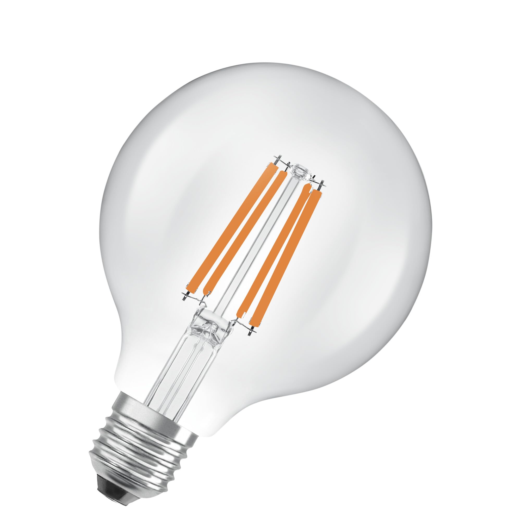 OSRAM nella classica forma Edison, con filamento LED decorativo, classe di efficienza energetica A, E27, 5 W, 1055 lm, 2700 K, bianco caldo. luce immediata al 100%. Sfarfallio basso.