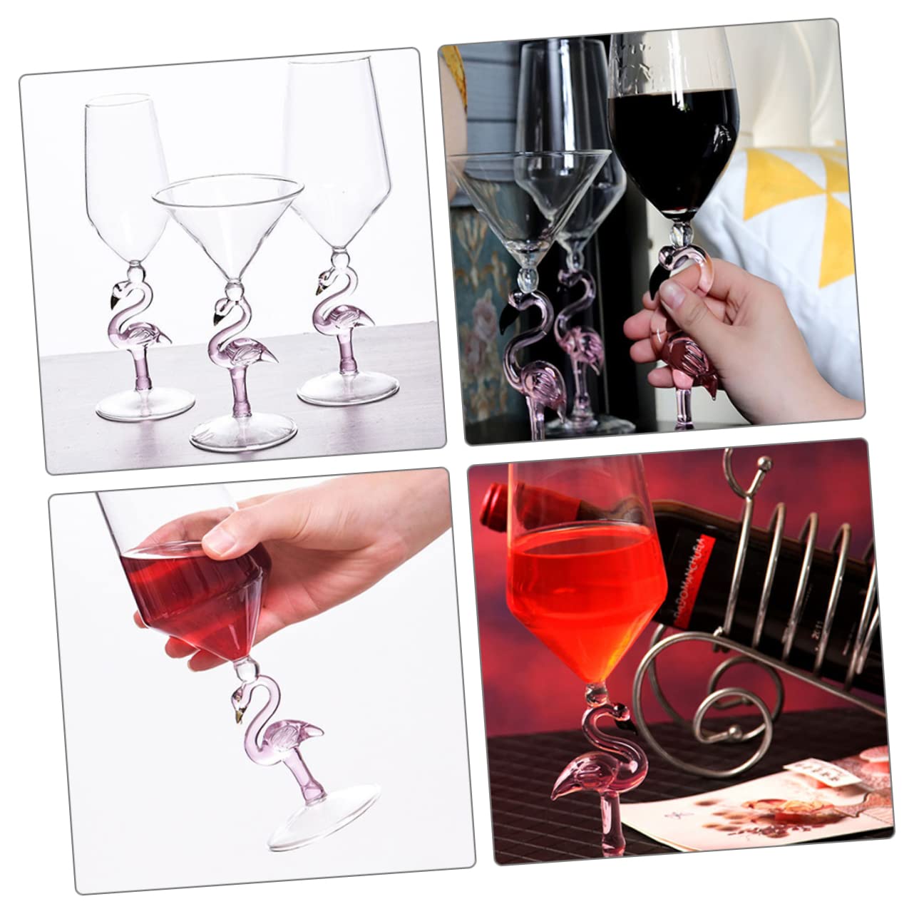 Amosfun Verres à Vin Résistant à L'usure en Verre Lot de 2 Domestique Design Créatif et Délicat Capacité 330 Ml pour Fêtes et Bars