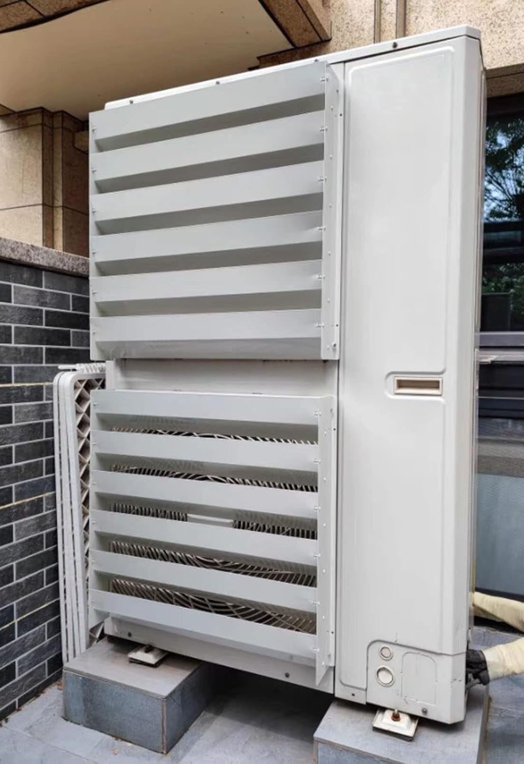 Rejillas Deflectoras De Aire, Cubierta Deflectora De Acero para Guía De Viento, Cubierta De Unidad De Aire Acondicionado para Exteriores, Deflector De Aire Acondicionado Square-45 * 45cm