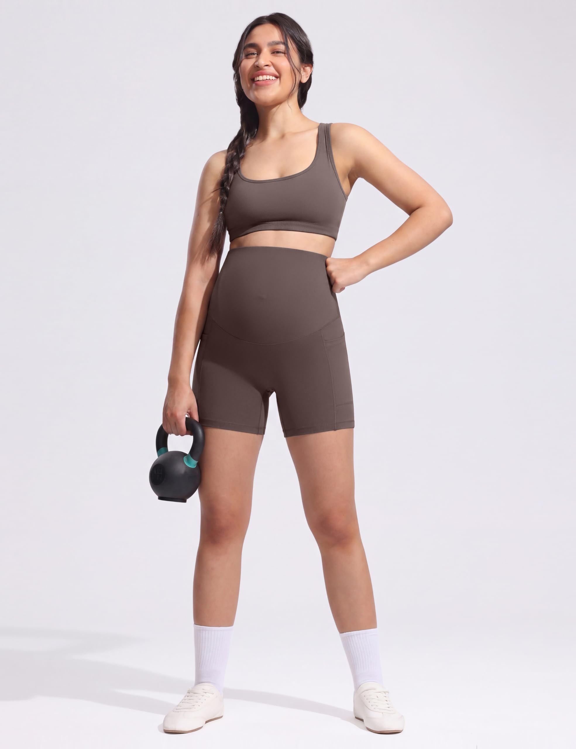 POSHDIVAH Pantalones Cortos de Yoga para Mujer con Bolsillos de 12,7 cm/20,3 cm