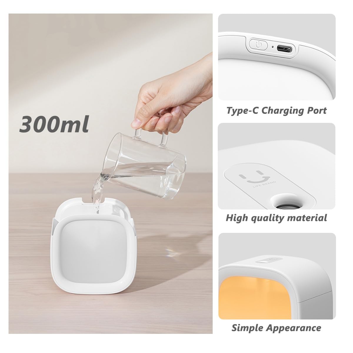 Humidificador de aire ultrasónico USB con luz nocturna, difusor de escritorio personal portátil para el hogar, oficina, viajes, compatible con aceites esenciales