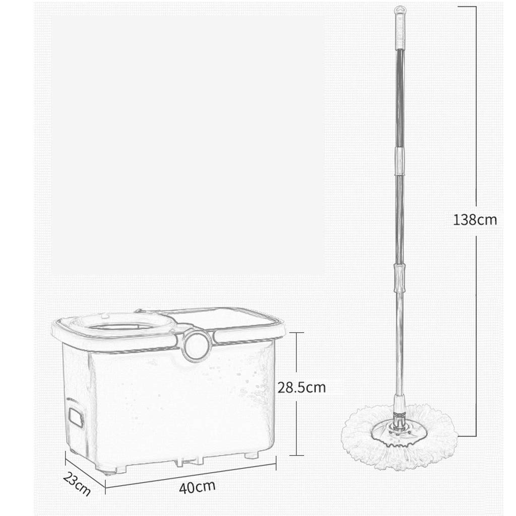 Fregona giratoria, Mango Ajustable de Acero Inoxidable con 2 Cabezales de fregona de Microfibra con dispensador de detergente para Limpieza de Pisos