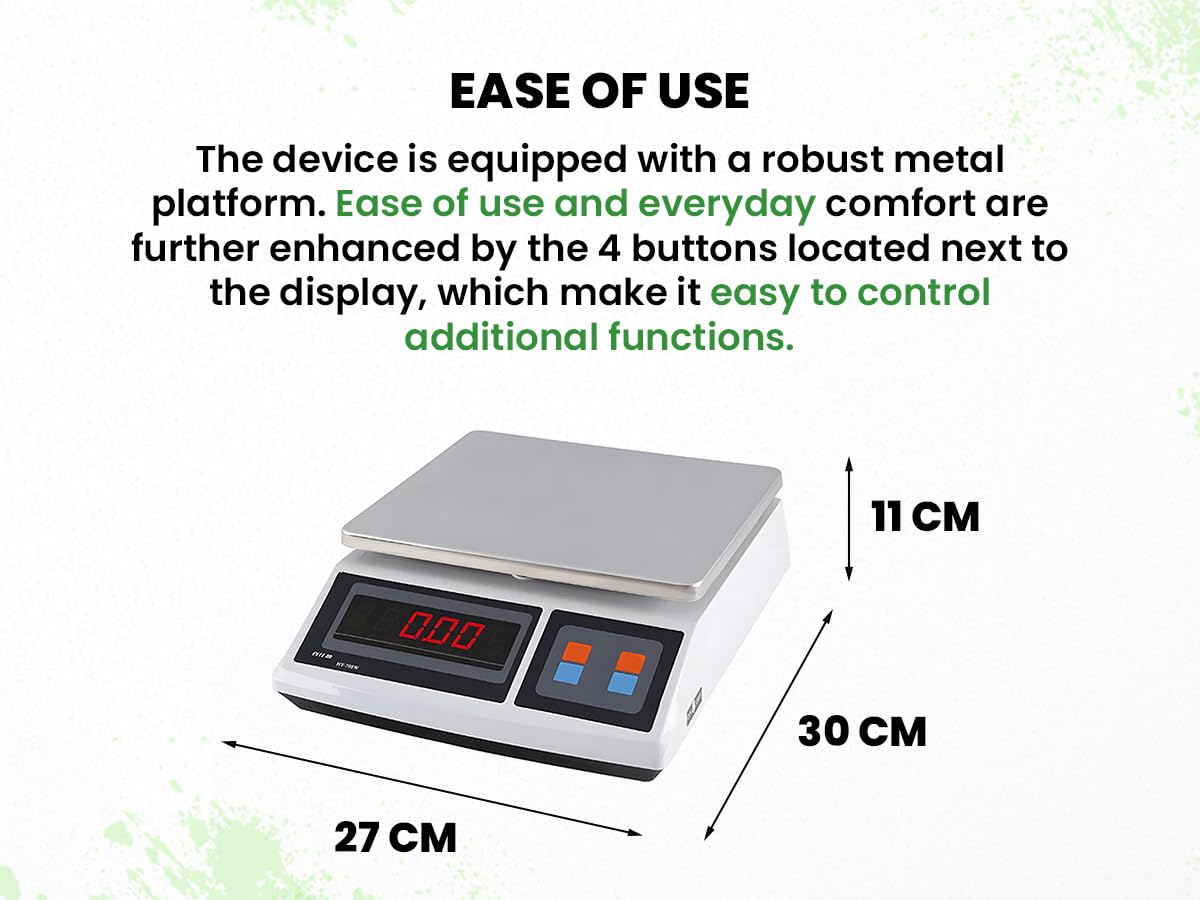 Balance Plate-forme 30 kg, Balance Alimentaire de Haute Précision, Affichage Digital LCD, Balance Electronique Portable, Précise, HDWR wagPRO-S30