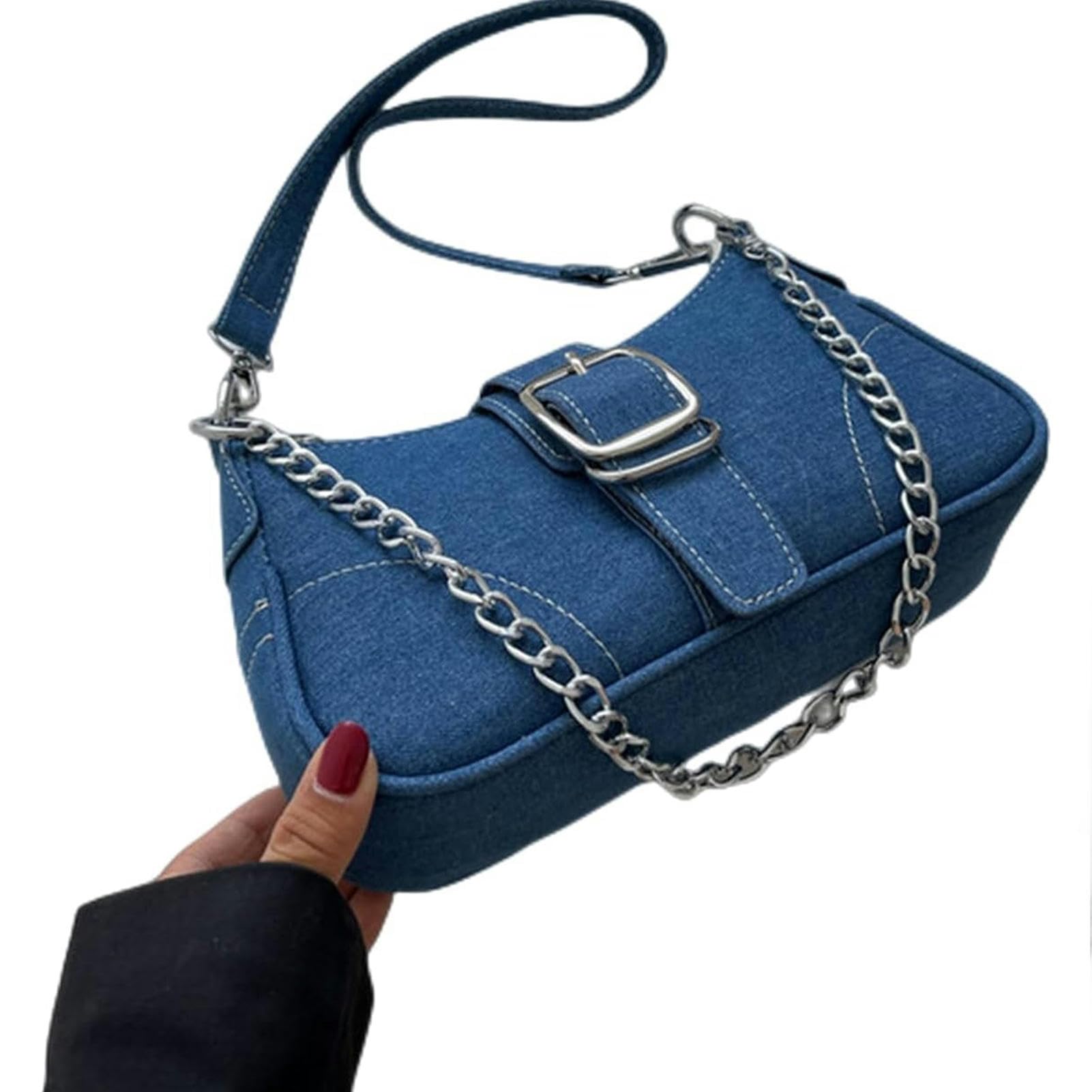 Borsa Donna Tracolla Stume da Spalla da Donna in Denim da Donna Borsa A Tracolla da Donna Sacca da Donna Casual-blue-25x7x13