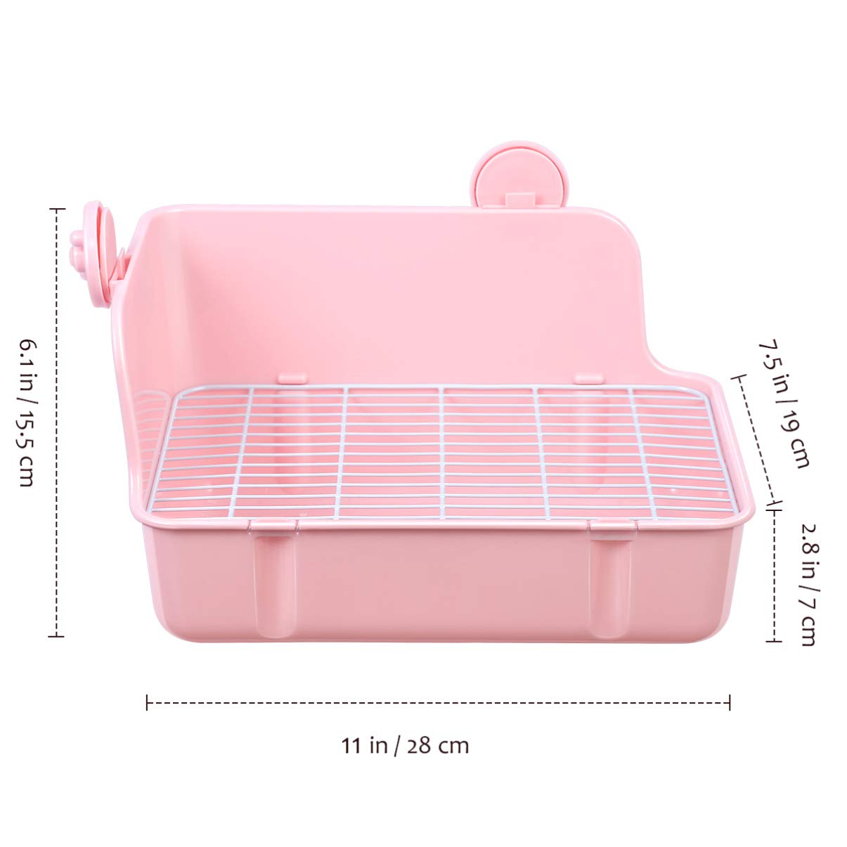 POPETPOP Kaninchen Toilette - Ecktoilette Kleintier Katzentoilette Toilette kleines Haustier Katzenklo Töpfchen mit Gitte für Kleintiere/Kaninchen/Meerschwein/Galasaur/Frettchen