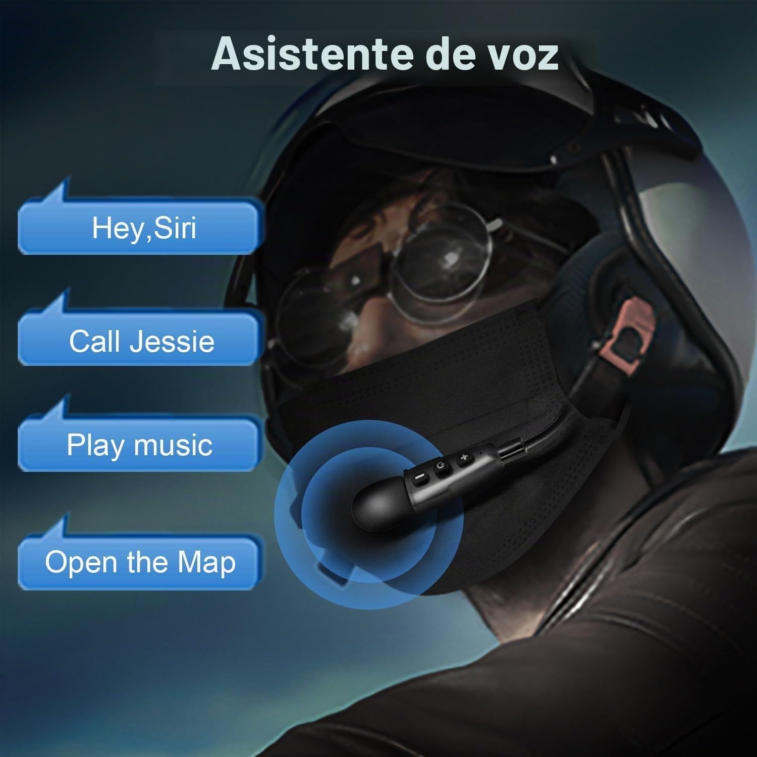 EJEAS E1+ Casco para Motocicleta, Sistema de Comunicación Bluetooth 5.1 con Función de Reducción de Ruido CVC, Altavoz para Casco, Conexión de 2 Teléfonos Móviles