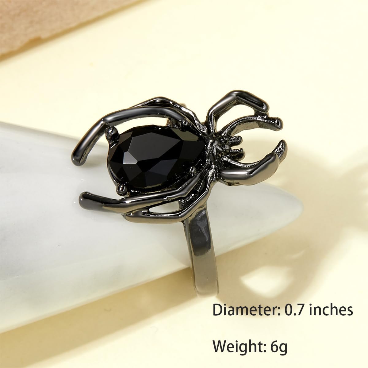 Spider Rings for Women Men Vintage Gothic Black Gem Knuckle Ring Adjustable Open Couple Rings Halloween Party Favors - Image 2