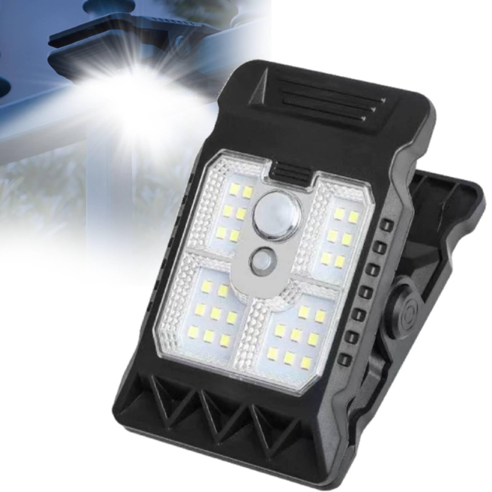 Clip On Solar Lights - Motion Sensor Light, Outdoor Solar Light, LED Security Lights Waterproof, 3 Modes, Clip-Solar Lamp for Garden Fence Gutter Pathway Wall Garage Patio Umbrella (LED)