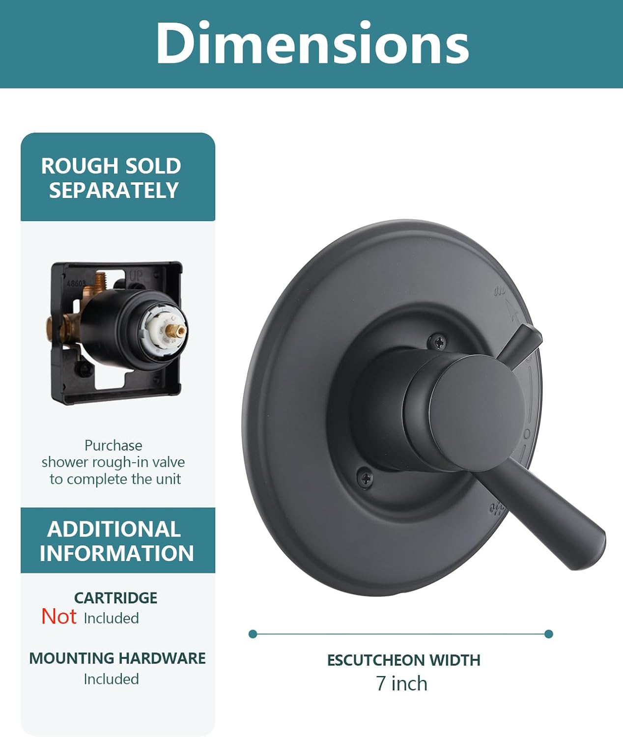 Shower Trim Kit Replacement for 17 Series, Shower Cover Plate with Handle, Matte Black(Valve& Catridge Not Inclued)