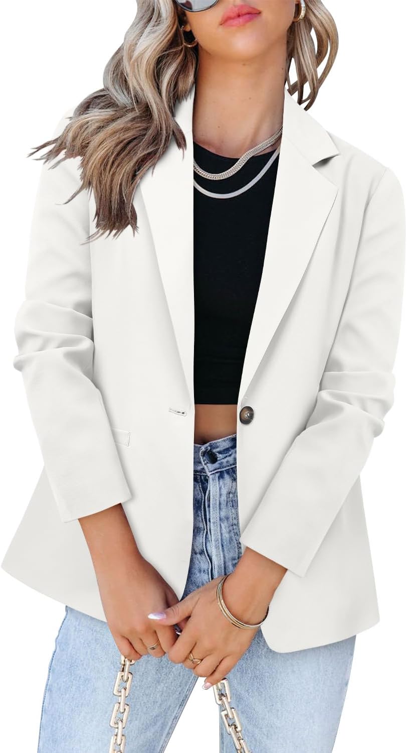CRAZY GRID Womens Casual Blazer Jacket Long Sleeve Open Front Work Office Blazer Lapel Button