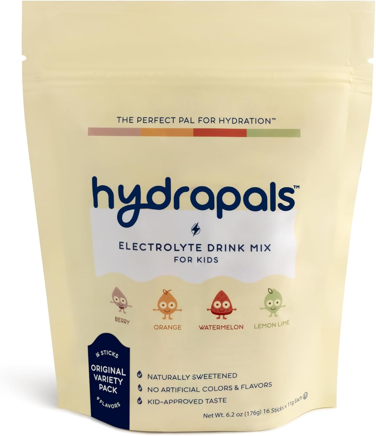 Kids Electrolyte Powder – 16 Count Variety Pack – Hydration Drink Mix for Kids – Berry, Orange, Watermelon & Lemon Lime – No Artificial Dyes – OU Kosher Certified