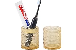 Elegant Amber Glass Toothbrush Holder for a Pristine Bathroom Oasis