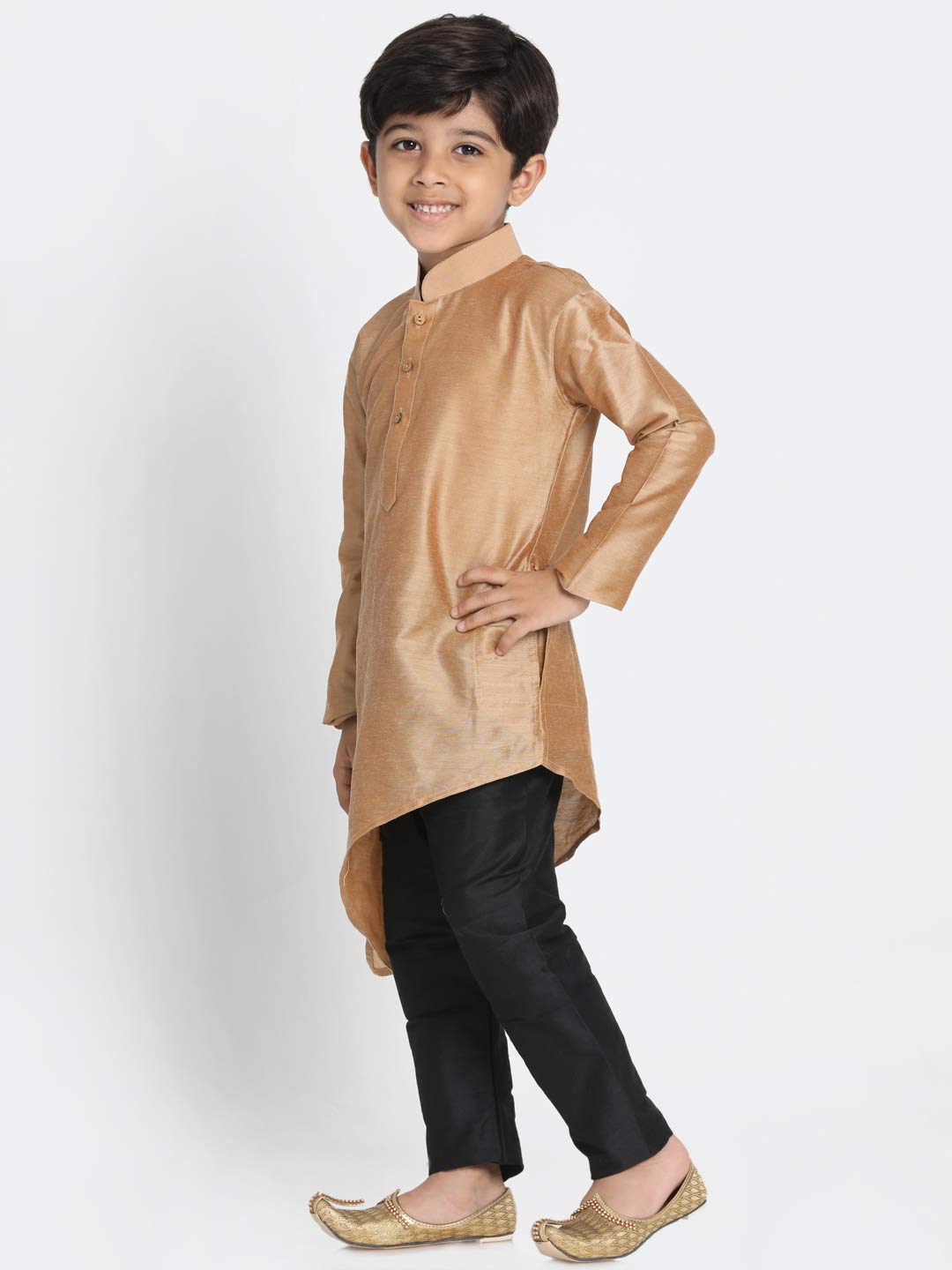 Jbn Creation Boys' Rose Gold And Black Cotton Blend Kurta And Pyjama Set_Jbnbk064Rgnpvbl_16