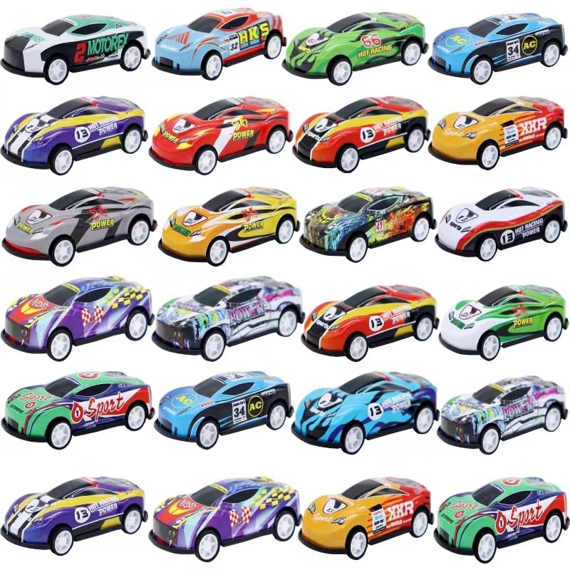 MOLIDA 24 Pcs Toy Cars Party Favors for Kids, Pull Back Cars with Storage Box, Mini Vehicles Toy Race Cars, Goodie Bag stuffers, Pinata Fillers for Boys Girls Toddler