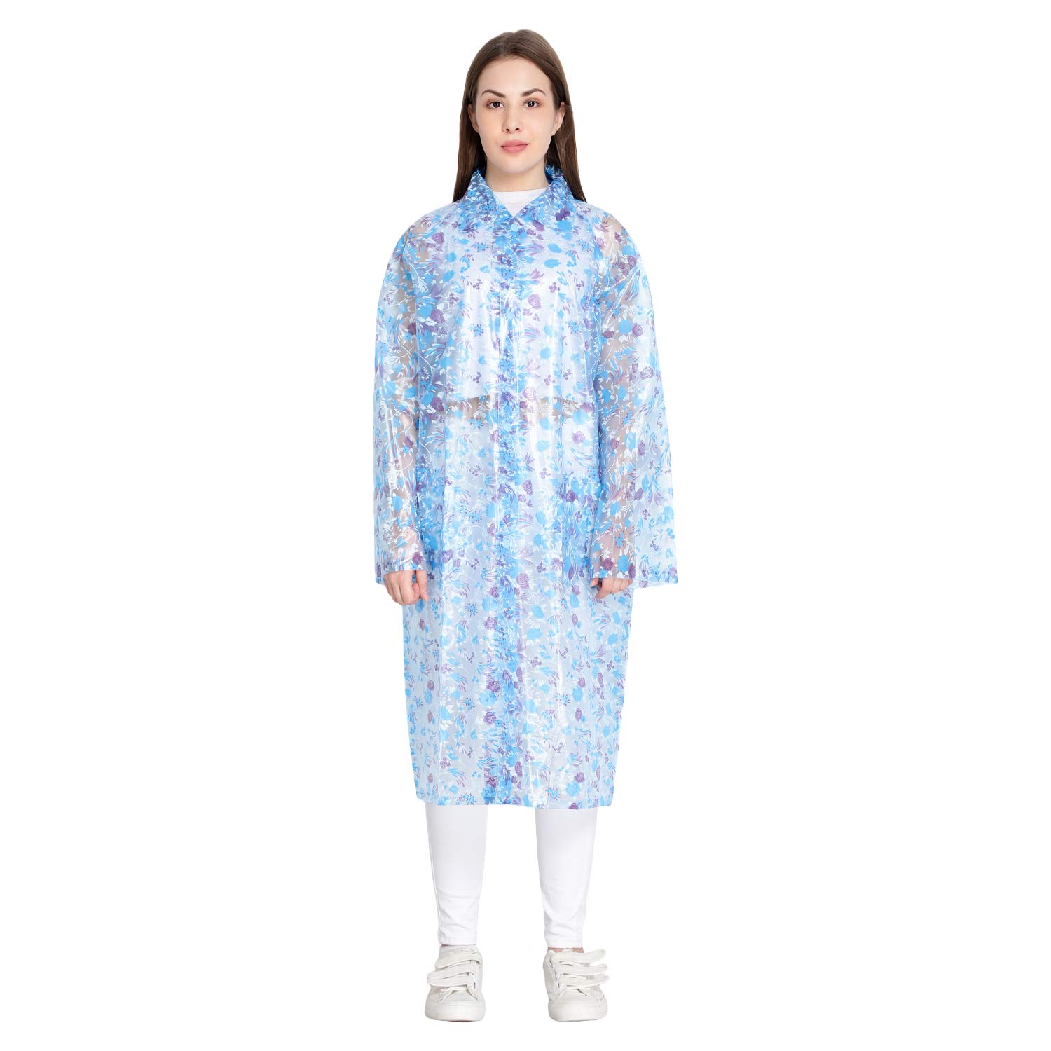 Zacharias Women's PVC Waterproof Raincoat aish-(Blue, Medium)-image-34