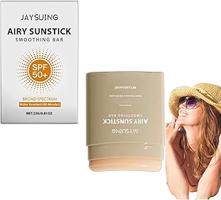 Airy Sunstick Smoothing Bar SPF50+ 0.81oz | Lightweight Non-Greasy Sunscreen Stick for Face & Body | Water-Resistant, Portable Sun Protection for Outdoor & Beach (1 Pack)