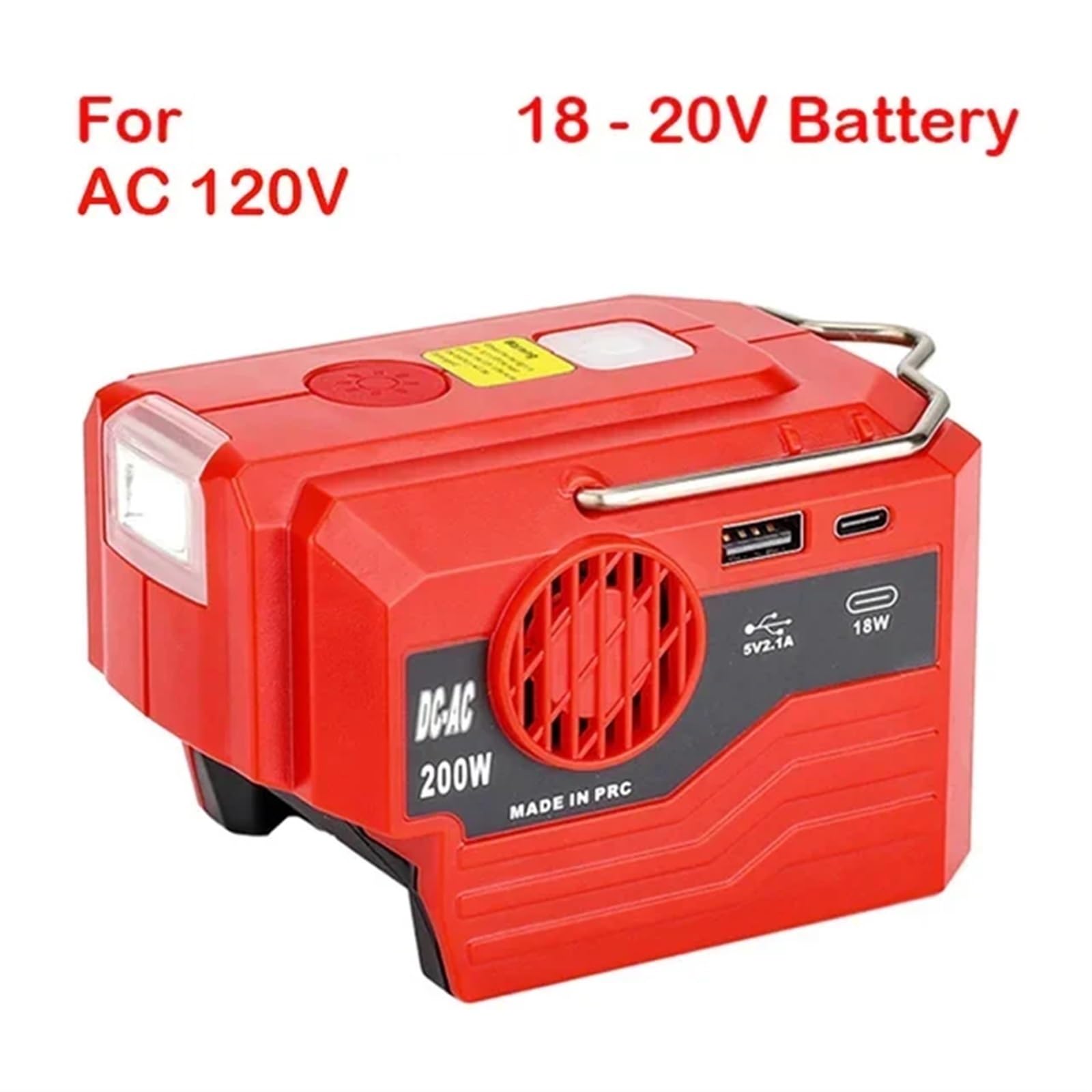 Inwertery, 18 V akumulatorowy zewnętrzny przenośny falownik 200 W AC 120- zmodyfikowany zasilacz sinusoidalny(For Milwaukee 120V)