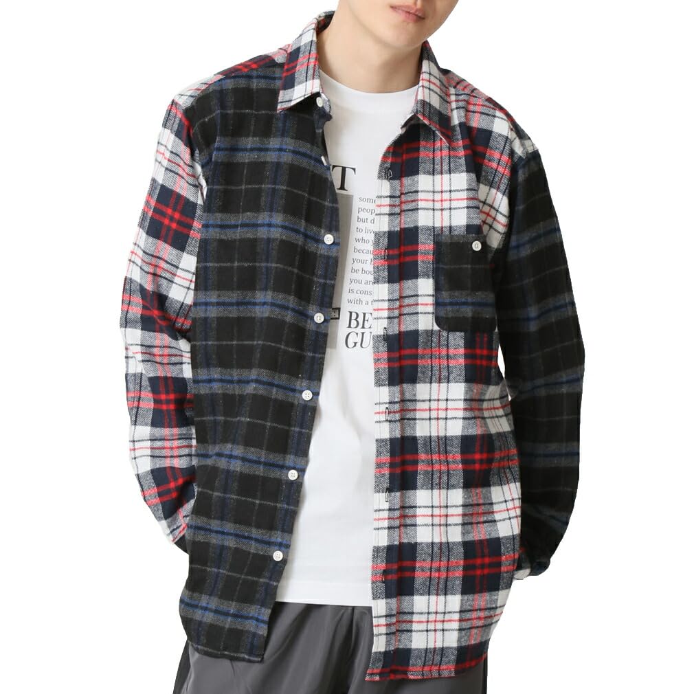 Amazon.co.jp: [アーケード] ネルシャツ メンズ チェックシャツ