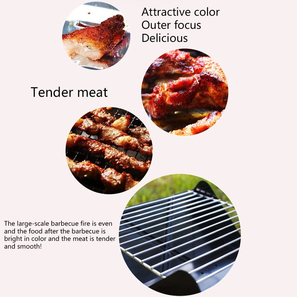 Parrilla De Barbacoa De Carbón Portátil Parrilla Para Acampar BBQ Al Aire Libre Con Rejilla De Cocción Extraíble Plegable Acero Inoxidable Para Jardín, Balcón, Fiesta De Campamento Los 30X26,5X30cm