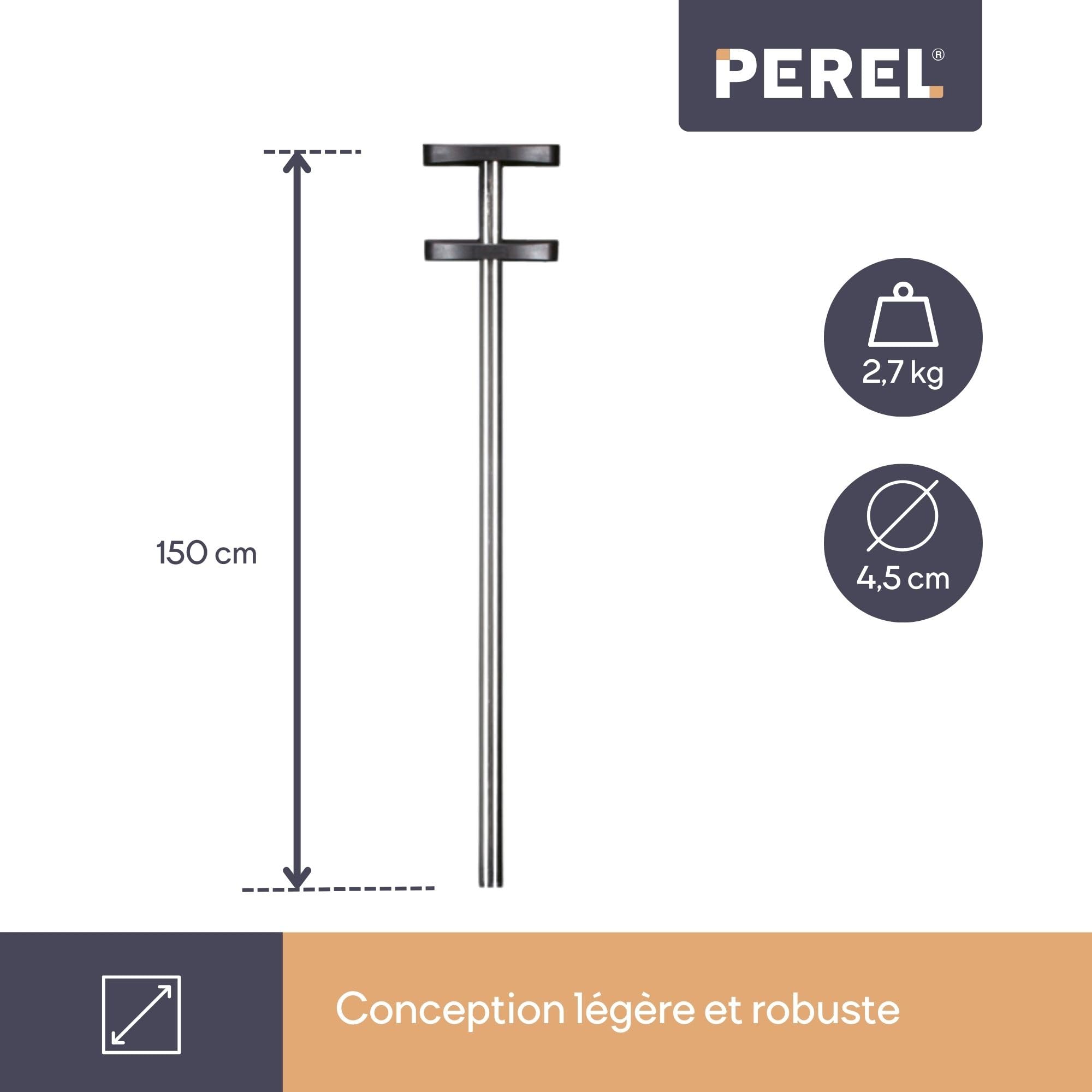 Perel Poteau pour boîte aux lettres, acier inoxydable, avec matériel de fixation, argenté, hauteur 150 cm