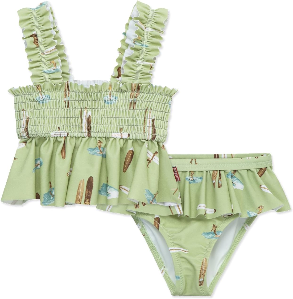 Milkbarn Toddler Girls Swimsuit, Two Pieces Ruffled Bikini Tankini Sets, Summer Beach Bathing Suit for Infant Baby Girl,