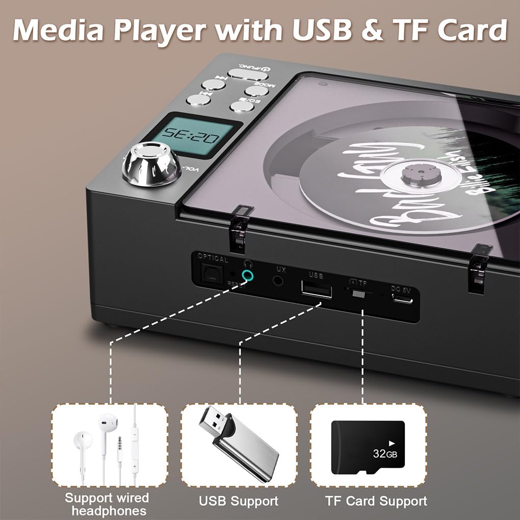 Reproductor de CD portátil de fácil manejo, Entretenimiento, Negro | simplificado, ABS con batería, reproductor de CD portátil, sonido duradero.