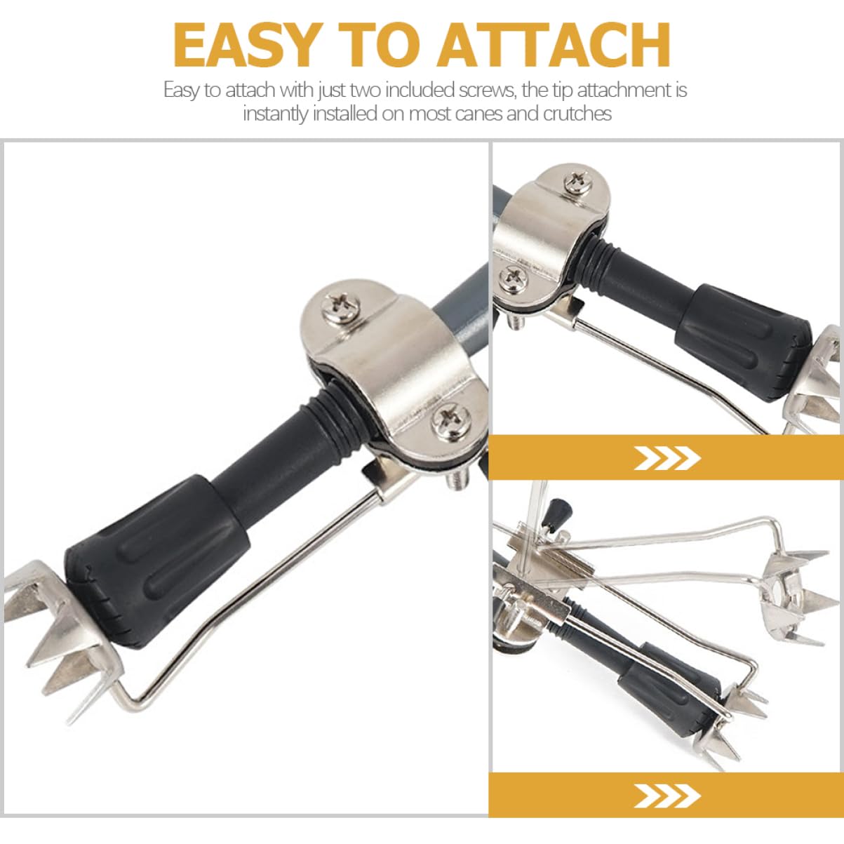TOYANDONA 3 Attacco Antiscivolo per Inverno Accessori per Escursionismo su Superfici Ghiacciate Inossidabile con Punte Resistente per Arrampicata su Neve