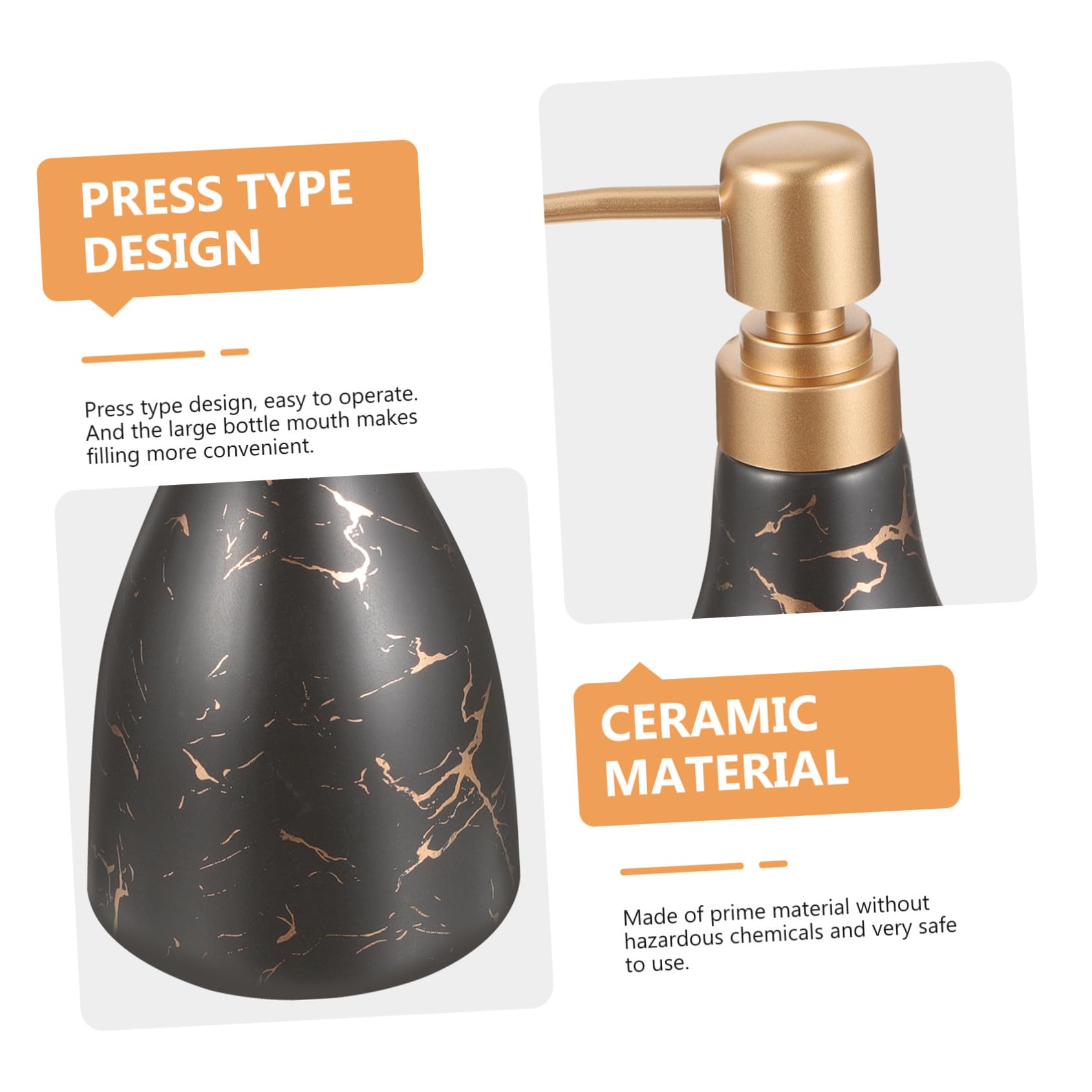 POPETPOP Distributore di Sapone per Mani Flacone Pressione Riutilizzabile Contenitore di Shampoo Vuoto in Ceramica Distributore di Lozione Manuale per Bagno Bottiglie da Appoggio