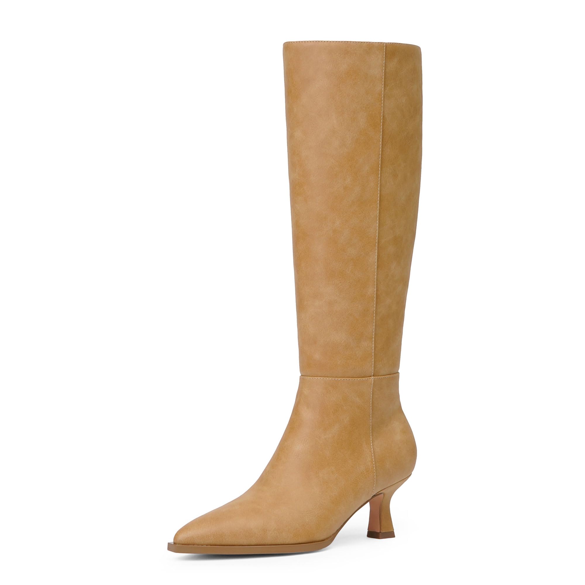 Photo 1 of Modatope Knee High Boots for Women Kitten Heel Boots, Banana, 8.5