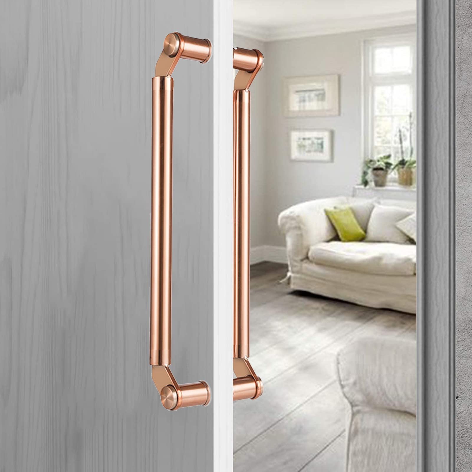 MXXQRHF Commercial Grade Heavy Duty Door Handle - Modern Glass Handle for Solid Wood Doors, Available in 24", 32", 47" (Size: 60cm/24) - Durable & Stylish Design