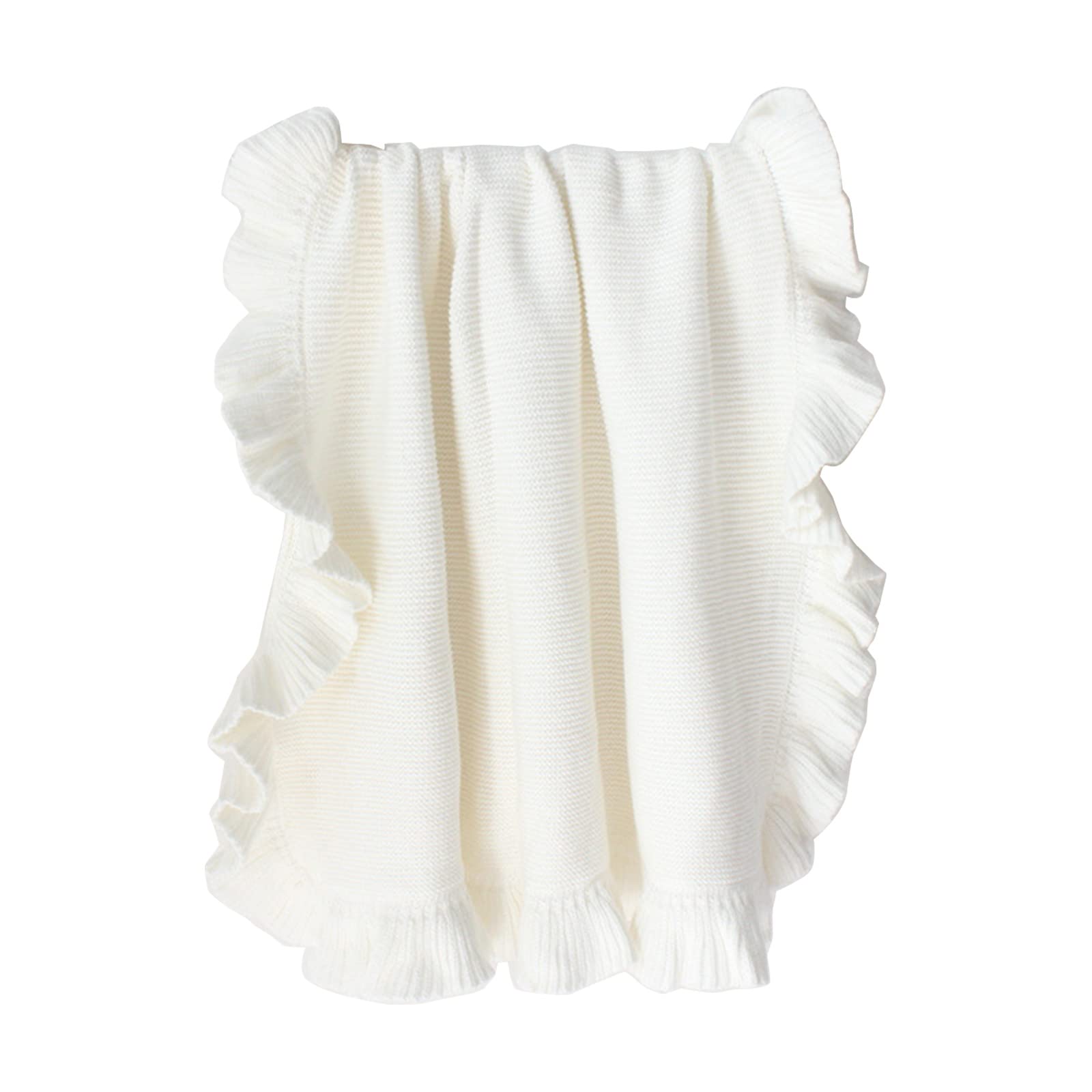 sodeber Wraps Ruffle Edge Knitted Wrap Blanket Infant Crib Stuffer Non-fluorescent Newborns Photo Baby Quilt Unisex Bulk