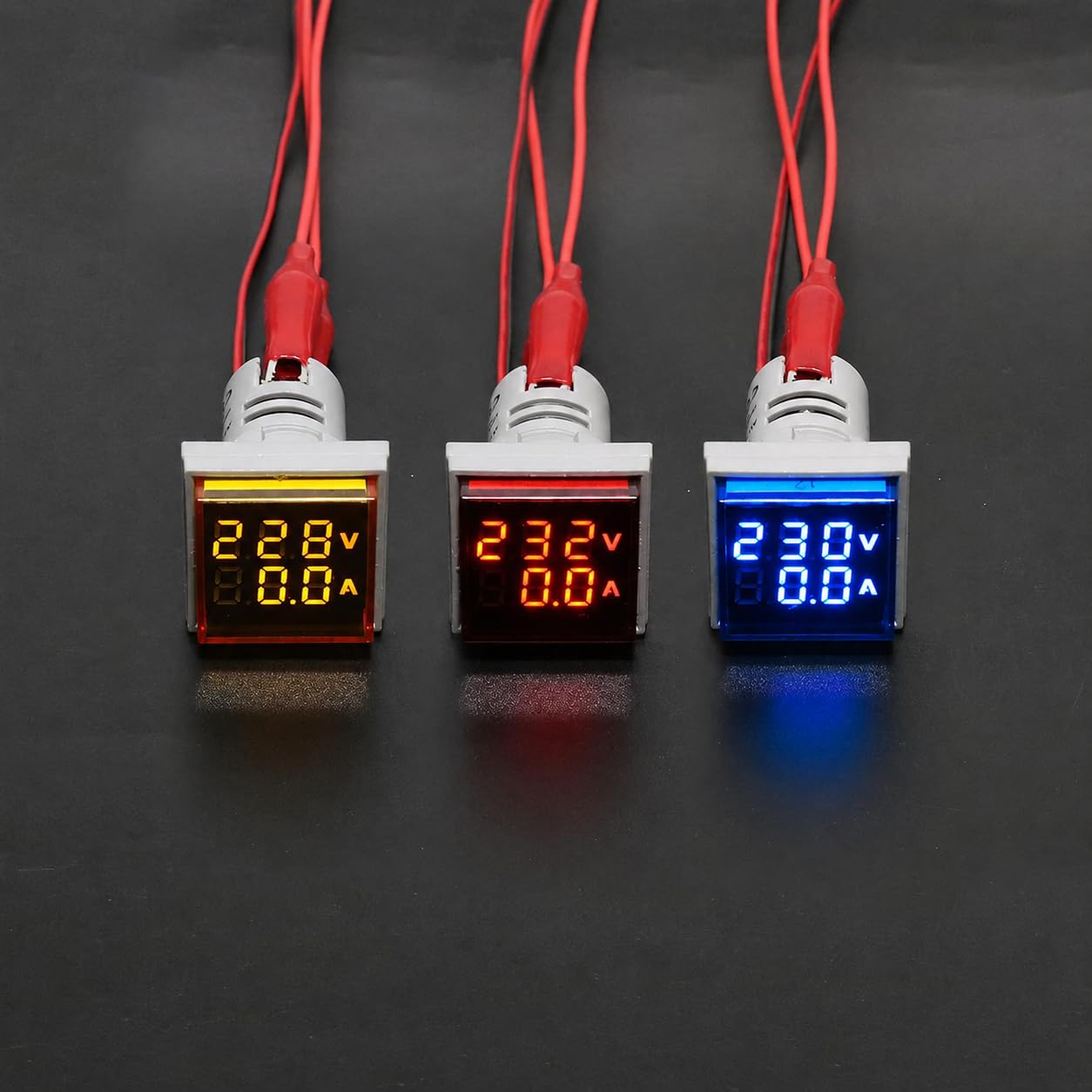 Digital AC Voltmeter Ammeter, 22.5MM Square Panel Meter, 0-100A, 60-500V, LED Display with CT Coil, Red, Yellow, Blue-image-27
