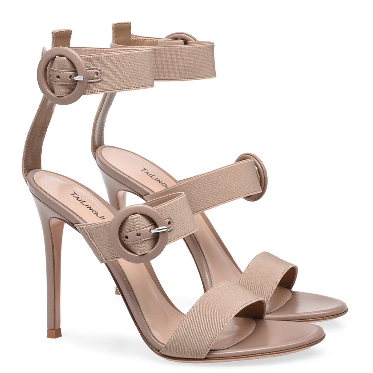 Cinturino alla Caviglia Elastico da Donna con Fibbia Sandali a Spillo Peep Toe Tacchi Alti da 4,7 Pollici Sexy Nightclub Party Abito da Sposa Pompe Scarpe