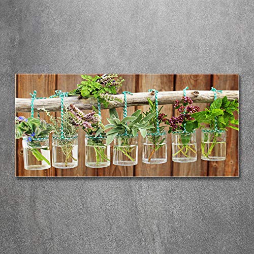 Impression sur verre cuisine facile à nettoyer tableau herbes en pots vert - 3